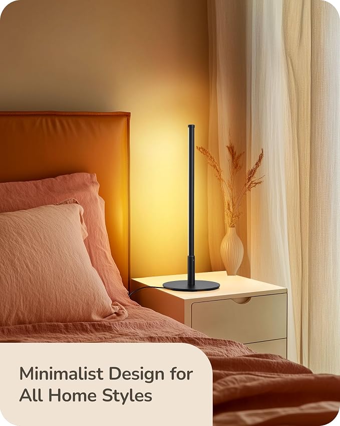 EDISHINE LED Table Lamps for Living Room, Modern Dimmable Desk Lamp, Black | 3 Color Temperature, Memory Function, Metal Finish, Skinny Modern Minimalist Style for Bedroom, Corner - Image 6