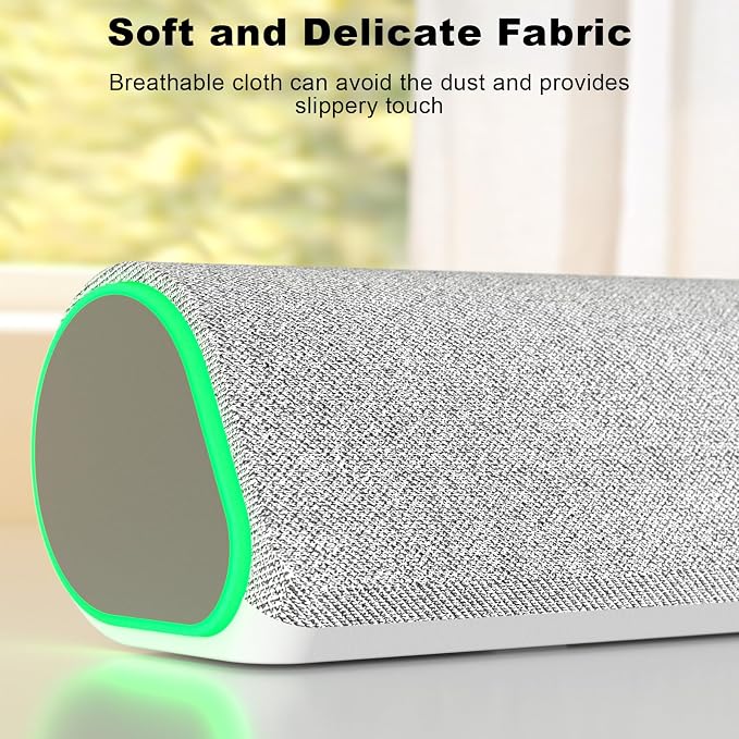 SOULION Bluetooth Computer Speakers PC Sound Bar for Desktop Monitor White | USB Powered & 3.5mm, Colorful LED Lights, Switch Button Clear & Rich Sound, Breathable Cloth,Surround Soundbar - Image 7