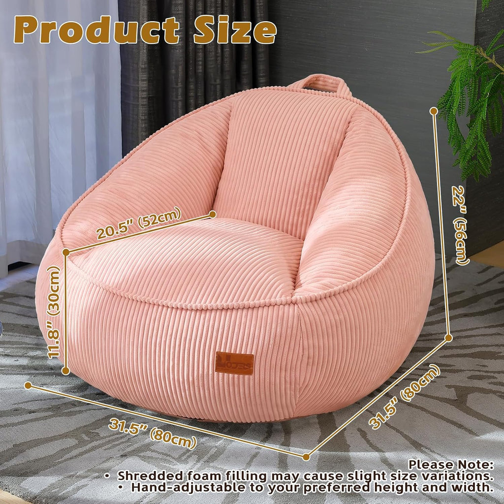 Bean Bag Chair, Cozy Fluffy Beanbag Chairs with Filler for Teens and Kids, Floor Lazy Sofa for Living Room Gaming & Reading (S-Peachpink) - Image 2