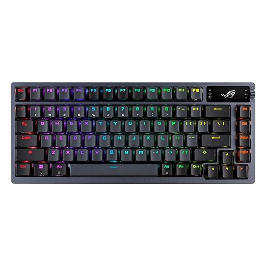 ASUS ROG Azoth Wireless Mechanical Gaming Keyboard – 75% TKL, Tri-Mode Connectivity, Hot Swappable Pre-lubed ROG NX Storm Clicky Switches, PBT Keycaps, RGB, OLED Display, PC/Mac Support - Black by Unknown