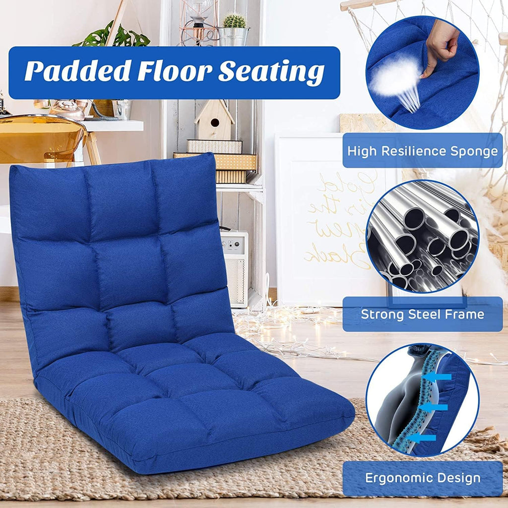 Floor Chair with Back Support, Adjustable Folding Gaming Chair - 14-Position Cushioned Lazy Sofa for TV, Reading, Meditating, Video Gaming - 264 lbs Capacity - Image 5