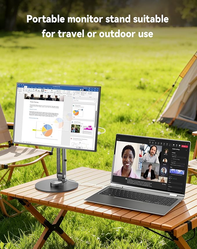 Jakeko Magnetic Portable Monitor Stand VESA Mount 75mm Travel 360° Swivel | L-Shaped Hand Wrench,13.3" 14.1" 15.6" 17.3" 18.5 Inch Screen,Thickened Base,Fully Folds Flat For Easy Storage,Solid Aluminum - Image 5