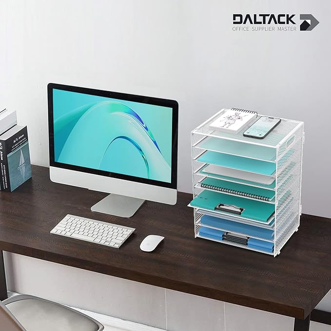 9-Tier Paper Organizer for Desk, Letter Tray with Handles, White, 2 Pack | Desk File Organizer with Removable Trays for Sorting Files, Folders, Mail and Printer Paper at Home, School or Office - Image 2