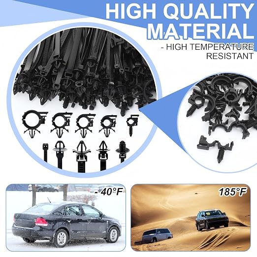 Funnymoom 150 Pcs Wire Loom Routing Clips, 15 Sizes Push Mount for Car | Cable Zip Ties Included, Universal Harness Clip Replacements, Push-in for Easy Install, Fits Automotive Wire Management - Image 5