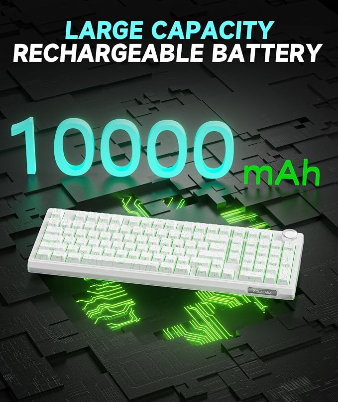 SOLAKAKA KI99 Pro 96% Wireless Mechanical Keyboard, RGB Gaming Keyboard, Hot-Swappable Pre-Lubed Switches, Gasket Structure Creamy Keyboards (Contour-Style White, Non-Silent Version) - Image 6