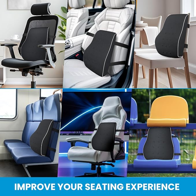 Lumbar Support Pillow for Office Chair, Office Home Essentials,Gifts for Mom,Dad, Back Support Pillow for Car, Chair Cushions,Back Pain Relief Improve Posture,Mesh Cover Double Adjustable Straps - Image 7