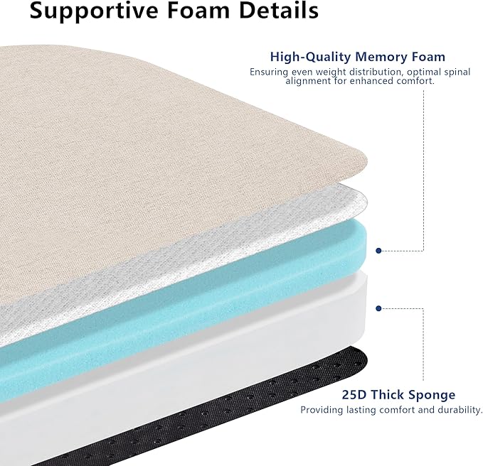 Nordjager Chair Cushions for Dining Chairs, 6 Pack Memory Foam Cushion | 2.5" Thick Chair Cushion; Waterproo Surface with 17" x 16" Size for Kitchen & Dining Chairs, Secure Ties and Washable Cover. - Image 3