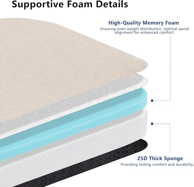 Nordjager Chair Cushions for Dining Chairs, 4 Pack Memory Foam Cushion | 2.5" Thick Chair Cushion; Waterproo Surface with 17" x 16" Size for Kitchen & Dining Chairs, Secure Ties and Washable Cover. - Image 3