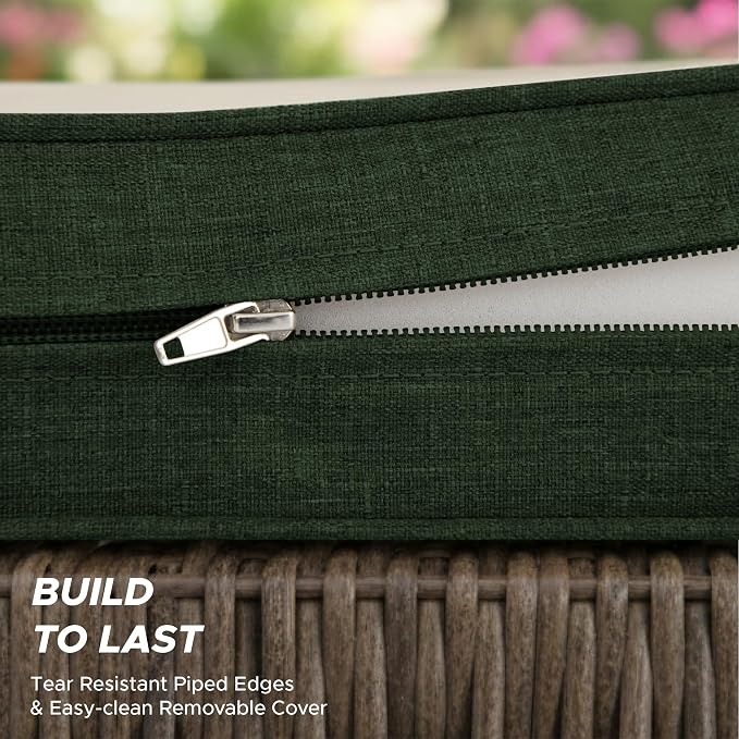 Outdoor Chair Cushions, D Shaped, Set of 6, 19 x 19 Inch, Black | Fade-Resistant, Water-Resistant, Patio Furniture Seat Chair Pads Replacement, Non-Slip Bottom with Ties, Removable Cover - Image 7