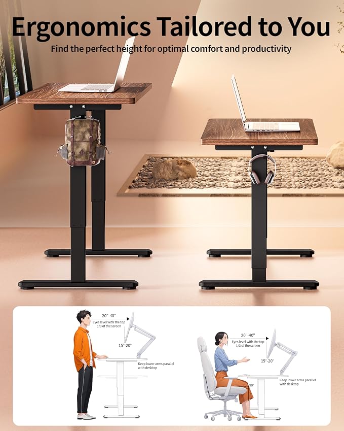 BIZUM Standing Desk Electric Adjustable Computer Desk-Stand up Desk Office Gaming Home Office Memory Desks 48x24 inches Wild Walnut - Image 4