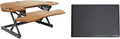 Rocelco 46" Height Adjustable Corner Standing Desk Converter with Anti Fatigue Mat Bundle - Quick Sit Stand Up Dual Monitor Riser - Computer Workstation - Teak Wood Grain (R CADRT-46-MAFM) by Rocelco