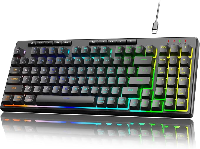 Redragon K517 Pro Wired Gaming Keyboard, RGB Backlit, Mechanical Feel 94 Keys Computer Keyboard with 4 Macro Keys, Number Pad, Anti-Ghosting, 4000mAh Battery for Win/MAC, PS4/5 by REDRAGON
