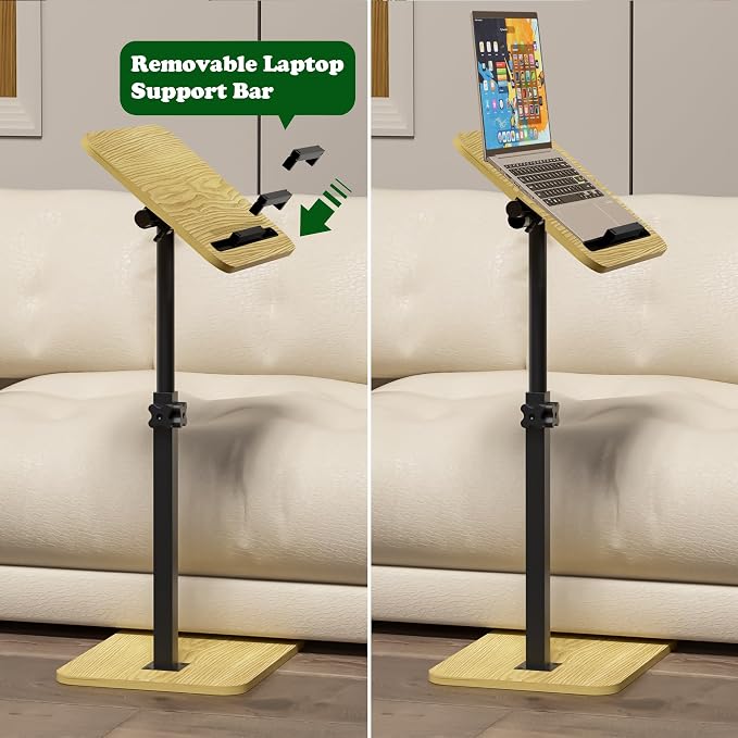 360° Swivel Sofa Side Table for Couch, Set of 2 | Adjustable Height, Laptop Table for Work, TV Trays Table for Snacks Reading, Fits Bed Chair, Phone & Tablet Slot - Image 5
