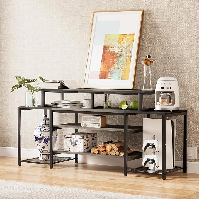 aboxoo 45" TV Riser for 32-60 inch TV, TV Shelf with Steel Legs | Black TV Riser Stand with Storage, Tabletop TV Riser for Home Living Room, Study Office, Fit TV, Monitor, Laptop - Image 7