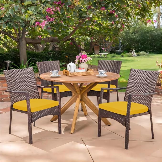 HARBOREST Outdoor Chair Cushions Set of 4, Water Resistant Patio Chair Cushions with Ties, Outdoor Seat Cushions for Patio Furniture, 17"x16"x2", Yellow - Image 7