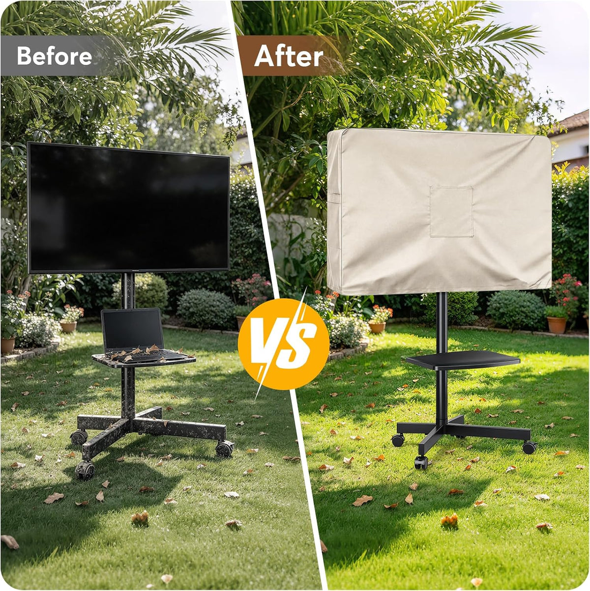 Mobile TV Stand Cover for 50 Inch Mobile TV Cart 44×7×28 In Beige - Image 6