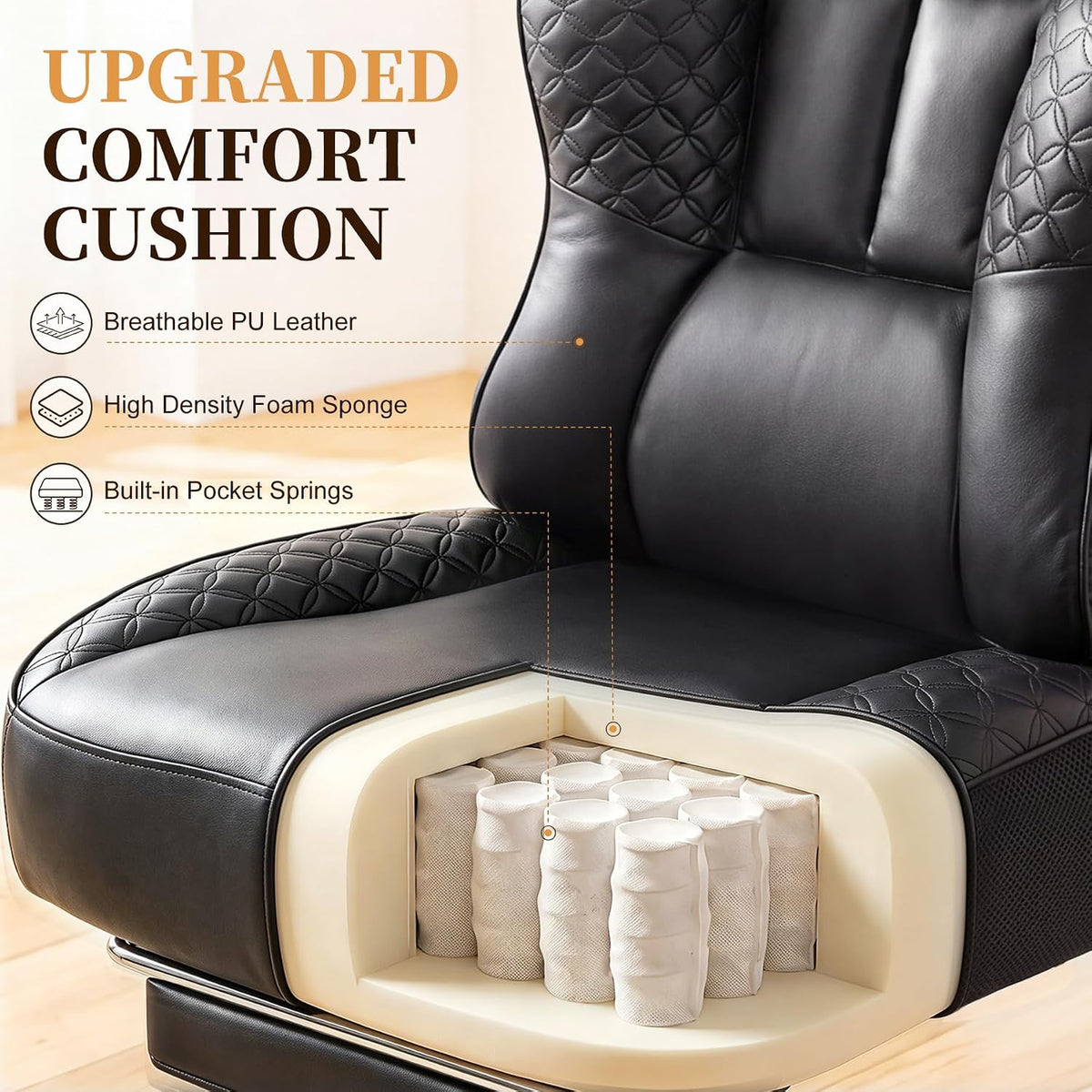COMHOMA Big and Tall Gaming Chair with Footrest Ergonomic Office Chair - Image 4