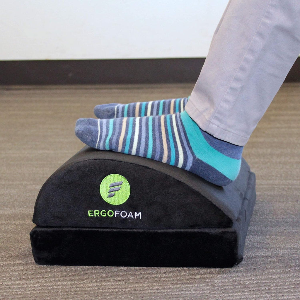 ErgoFoam Chiropractor-Endorsed Orthopedic Teardrop Design 2in1 Adjustable Under Desk Foot Rest for Lumbar Back Knee Pain (Black) - Image 2