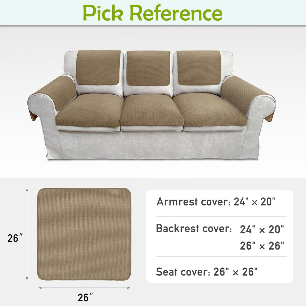 Couch Arm Covers, Sofa Arm Covers, Waterproof Armrest Covers for Sofa, Armchair, Loveseat, Non-Slip Recliner Arm Covers, Sofa Headrest Covers, Arm Chair Covers Set of 2 (Brown, 26"×26") - Image 6
