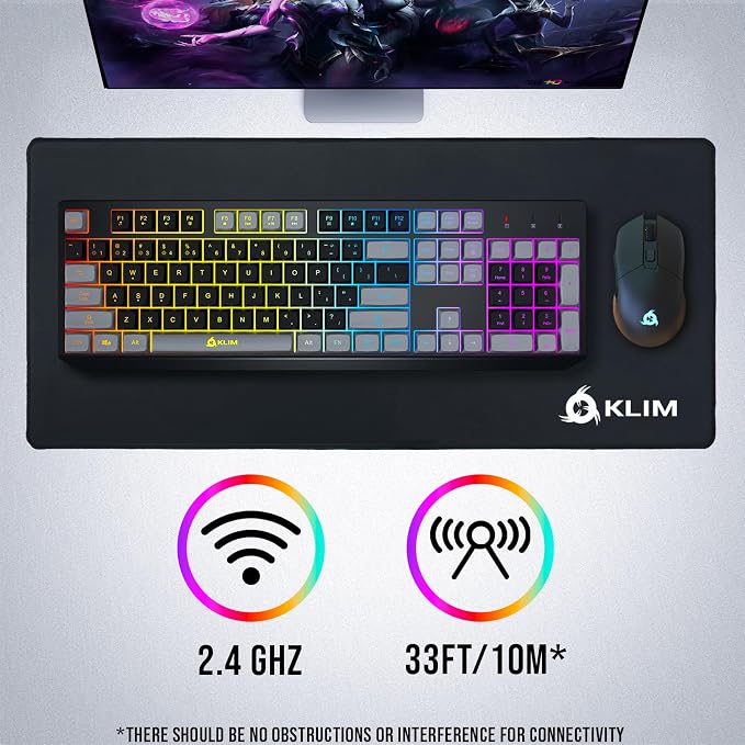 KLIM Chroma Wireless Keyboard – RGB Backlit Gaming, Rechargeable Battery, PC Keyboard, Durable & Water-Resistant, Compatible with PS4, PS5 & Mac - Black - Image 6