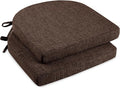 downluxe Indoor Chair Cushions for Dining Chairs, Soft and Comfortable Textured Foam Kitchen Chair Pads with Ties and Non-Slip Backing, 16" x 16" x 2", Brown, 2 Pack by Downluxe