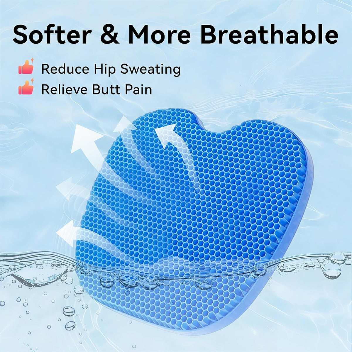 Gel Seat Cushion for Long Sitting, Double Thick Office Desk Home Wheelchair Seat Cushions, Gel Cooling Game Chair Pads for Car Truck Driver - Image 5