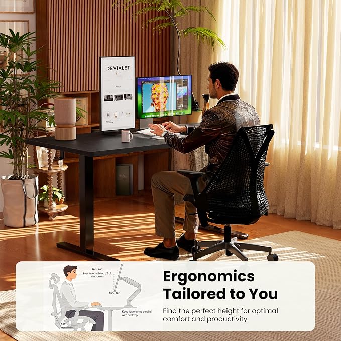 ErGear Height Adjustable Electric Standing Desk, 63 x 28 Inches Sit Stand up Desk, Memory Computer Home Office Desk, Carbon Fiber Black - Image 7
