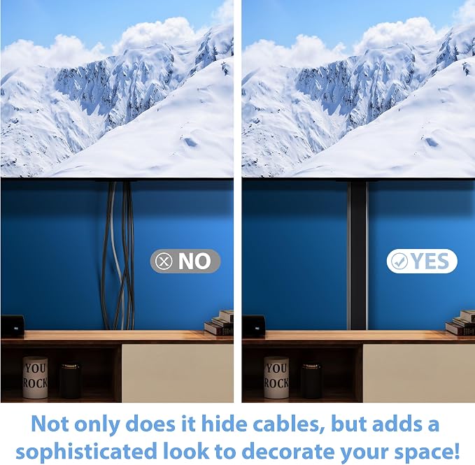 ZhiYo 32" Cord Covers for 4-7 Wires on Wall, Black, 1.54" W x 0.75" H | Paintable TV Cord Hider for Wall-Mounted TVs, Self-Adhesive Wire Cover for Walls, Easy Installation, 2 Pack (16" Each) - Image 3