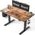 CubiCubi 48 x 24 One-Piece Electric Adjustable Standing Desk, Vintage Brown | Height Adjustable Electric Large Computer Home Office Sit Stand up Workstation, with Memory Presets, Headphone Hook by CubiCubi