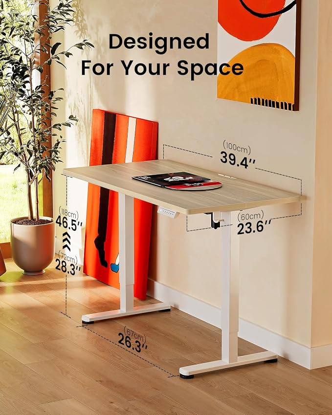 ErGear Height Adjustable Electric Standing Desk, 40 x 24 Inches Sit Stand up Desk, Memory Computer Home Office Desk, Natural - Image 3