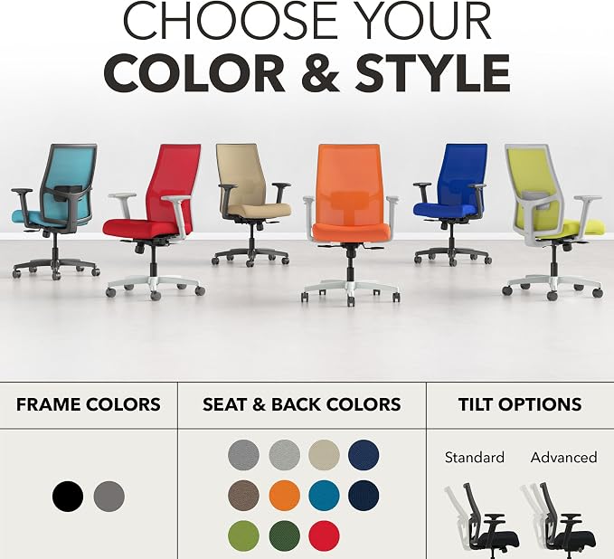 HON Ignition 2.0 Ergonomic Office Chair, Lumbar Support, Bullseye | Ergonomic office desk chair with lumbar support, adjustable arms, office decor, workstation comfort for focused productivity - Image 5