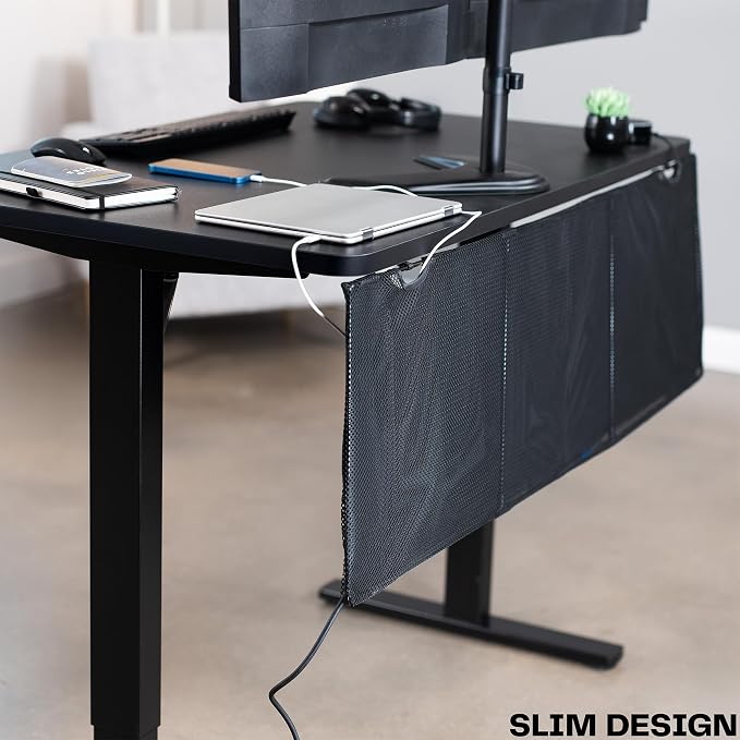 VIVO Black 48 inch Under Desk Privacy and Cable Management Organizer Sleeve, Wire Hider Kit Panel System, DESK-SKIRT-48 - Image 6