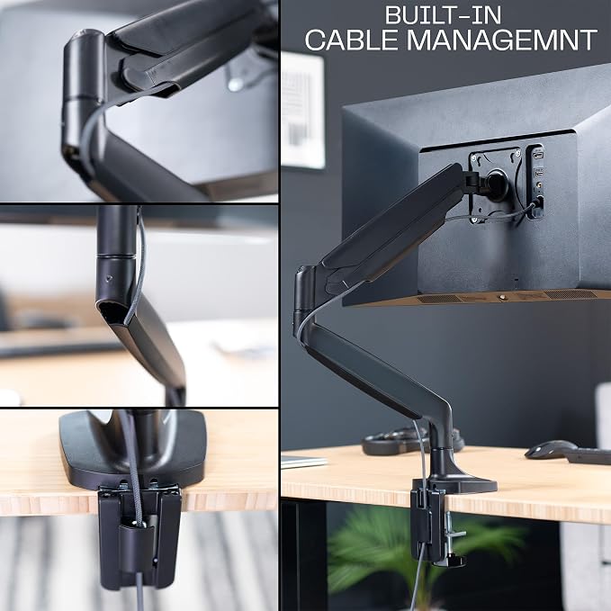 VIVO Premium Aluminum Heavy Duty Single Monitor Arm for Ultrawide Monitor up to 40 inches and 30 lbs, Desk Mount Stand, Pneumatic Height, Max VESA 100x100, Black, STAND-V110Q - Image 9