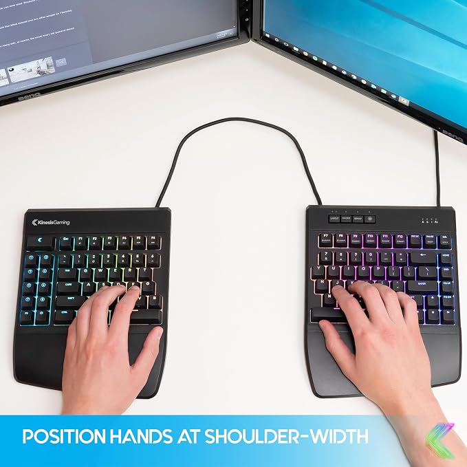 KINESIS Freestyle Edge RGB Plus Split Mechanical Keyboard | Hotswap Linear Switches | RGB | Ergonomic | Detachable Palm Support | Fully Programmable | Mac Keycaps Included | Lift Kit Included - Image 4