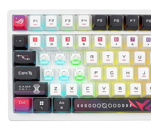 ASUS ROG Azoth X Wireless Mechanical Gaming Keyboard – 75% TKL, Tri-Mode Connectivity, Hot Swappable Pre-lubed ROG NX V2 Snow Linear Switches, South-Facing PCB, PBT Keycaps, PC/Mac Support - White - Image 10