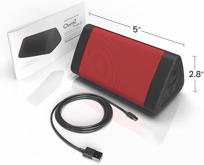 OontZ Angle 3 Gen 4 Portable Bluetooth Speaker, 12W, 24-Hour Playtime, Red | Compact 12W Bluetooth speaker with clear sound,100-ft range, IPX5 waterproof, AUX Input, USB-C Charging Cable. - Image 8