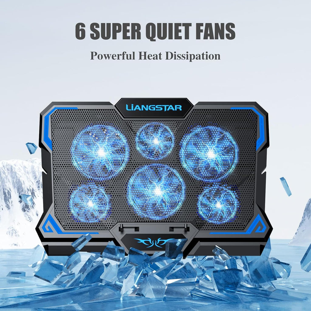 Laptop Cooling Pad, Laptop Cooler with 6 Quiet Led Fans for 15.6-17 Inch Laptop Cooling Fan Stand, Portable Ultra Slim USB Powered Gaming Laptop Cooling Pad, Switch Control Fan Speed Function - Image 2