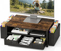 LEKETREE Wood Desk Organizer, 2-Tier Computer Monitor Stand Riser with Storage Drawer and 2 Pen Holders, Laptop & Printer Stand, Shelf for Top of Desk (Rustic Brown) by Stylishworkspaceeffortlessorganization