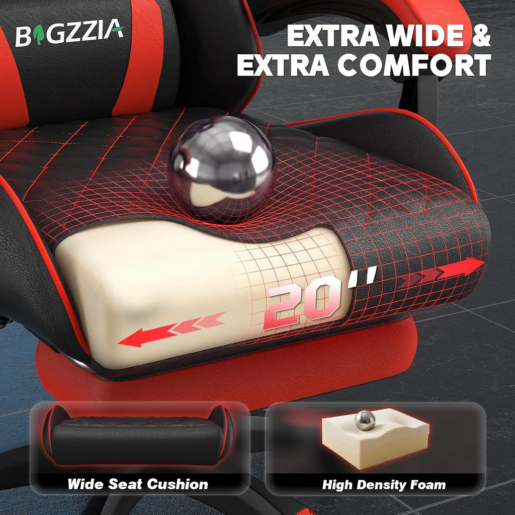 Bigzzia Gaming Chair with Footrest, Comfortable Gamer Chairs Red - Image 4