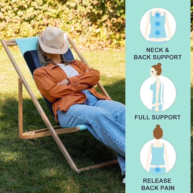 2-in-1 Neck Pillow Lumbar Support Pillow for Recliner Couch& Glider Chair - High Resilient Foam Ergonomic Back Support for High-Back Rocking Chairs, Glider Rocker Replacement Cushions Navy M - Image 4
