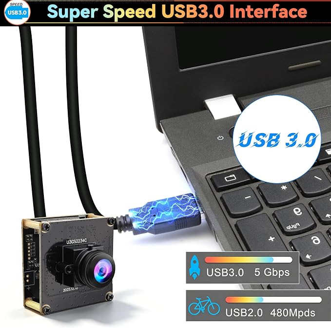 ELP High Speed 200FPS Global Shutter USB3.0 Fisheye Camera Module Wide Angle 180degree Webcam Board for Computer Mini UVC USB3.0/2.0 PC Camera Fast Frame Lightburn Cameras 1200P 120fps 200° Webcamera - Image 5