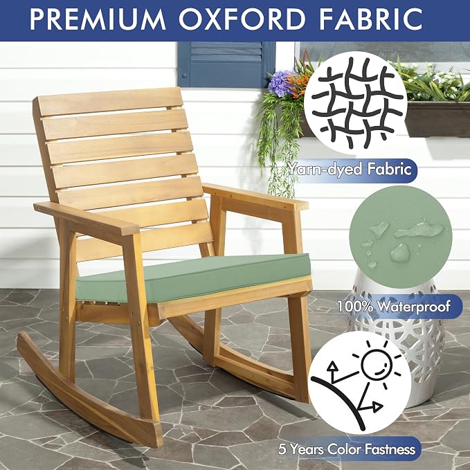 Outdoor Chair Cushions Set of 2, 19 x 19 x 3 Inch Seat Pads | Waterproof Patio Chair Cushions with Tie, Fade Resistant Cushions for Outdoor Furniture Garden Lawn, Sage Green - Image 4