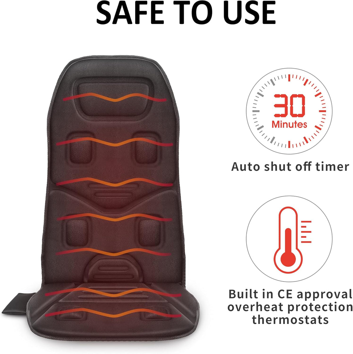 COMFIER Massage Seat Cushion with Heat - 10 Vibration Motors, Back Massager for Chair, （Vibration Massage Only, Not Shiatsu/Rolling,Massage Chair Pad for Back - Image 7