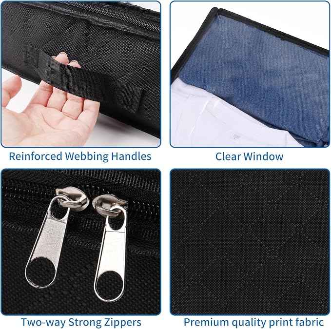 Fixwal Under Bed Storage Bags 6 Pack Underbed Containers for Clothing | Foldable Design, Clear Vinyl Window, Stainless Steel Zipper, Reinforced Handles, Dust-Resistant Under-Bed Use - Image 4