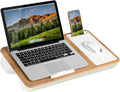 LAPGEAR Home Office Lap Desk with Device Ledge, Mouse Pad, and Phone Holder - White Oak Woodgrain - Fits up to 15.6 Inch Laptops - Style No. 91579 by LapGear