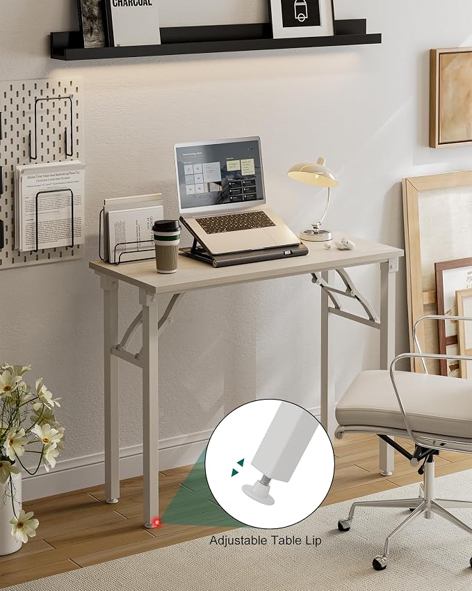 Small Folding Computer Desk – Portable 35.8 Inch Foldable Laptop Table, Collapsible and Compact for Easy Storage and Fast Setup, Lightweight for Small Spaces, Craft and Study Use, White Ash - Image 4