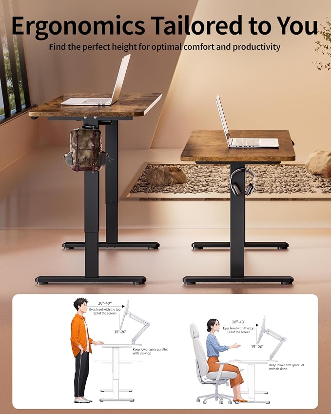 BIZUM Electric Standing Desk 63 x 24 Inch Computer Desk-Gaming Desk Rustic Brown Home Office Desks Height Adjustable Memory Stand Up Computer Workstation - Image 4