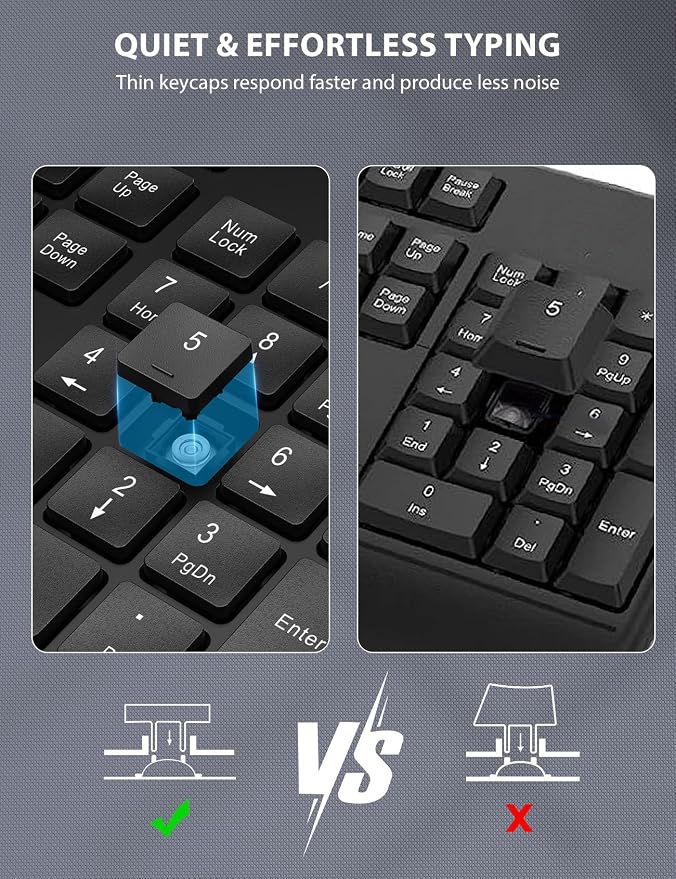 Wireless Keyboard and Mouse Combo - Full-Sized, Ergonomic Wrist Rest | Phone Holder, Sleep Mode, 2.4G Quiet Keyboard for PC Laptop, Trueque KM23 Complete Work Setup for Office or Home - Image 8
