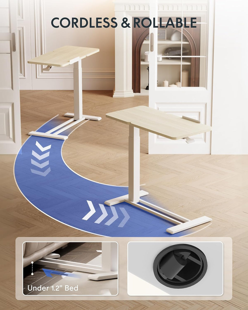 FLEXISPOT 32" Gas Spring C Table with Split Tilting Top,Mobile Side Table - Image 6