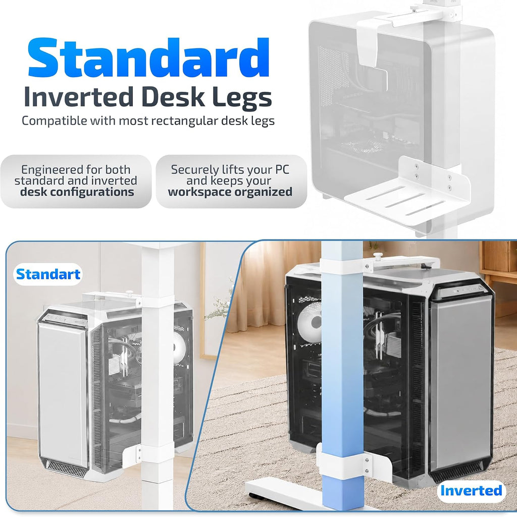 Adjustable No Drill Under Desk PC Mount Stand, 50lb Capacity - Image 6